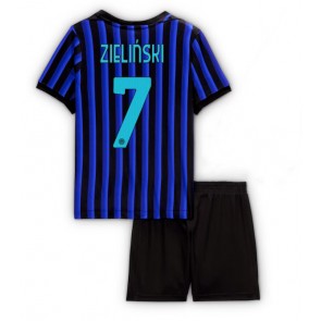 Lacne Dětský Futbalové dres Inter Milan Piotr Zielinski #7 2025-26 Krátky Rukáv - Domáci (+ trenírky)